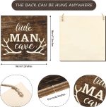Jetec Little Man Cave Wood Sign Decor Home Vintage Little Man Cave Antlers Wood Pallet 7 x 7 Inch Rustic Brown Wall Hanging Sign Farmhouse Wall Decor for Baby Home Bedroom Living Room - Image 4